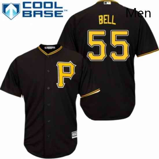 Mens Majestic Pittsburgh Pirates 55 Josh Bell Replica Black Alternate Cool Base MLB Jersey